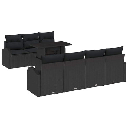 Set Divano da Giardino 8 pcs Nero Rattan in Polipropilene | homemem39