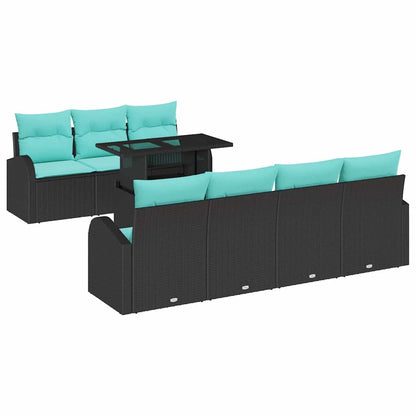 Set Divano da Giardino 8 pcs Nero Rattan in Polipropilene | homemem39