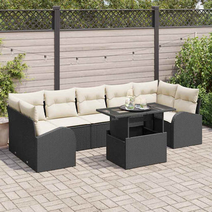 Set Divano da Giardino 8 pcs Nero Rattan in Polipropilene | homemem39