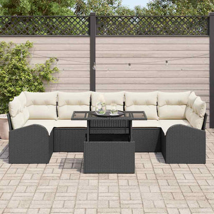 Set Divano da Giardino 8 pcs Nero Rattan in Polipropilene | homemem39