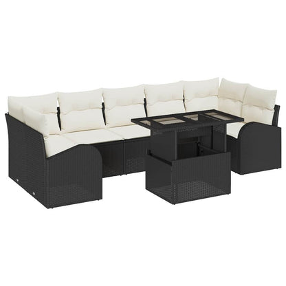 Set Divano da Giardino 8 pcs Nero Rattan in Polipropilene | homemem39