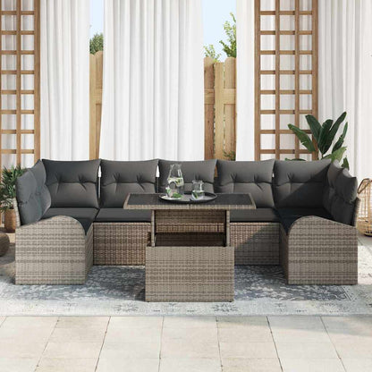 Set Divano da Giardino 8 pcs Grigio Rattan in Polipropilene | homemem39
