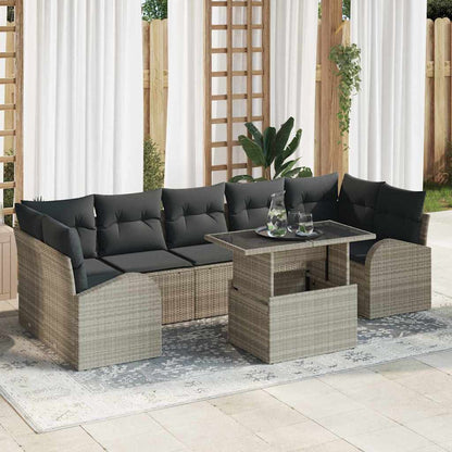 Set Divano da Giardino con cuscino 8 pcs Grigio chiaro | homemem39