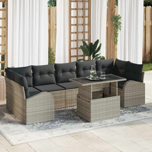 Set Divano da Giardino con cuscino 8 pcs Grigio chiaro