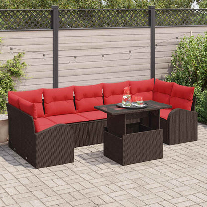Set Divano da Giardino 8 pcs Marrone Rattan in Polipropilene | homemem39