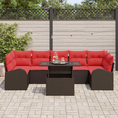 Set Divano da Giardino 8 pcs Marrone Rattan in Polipropilene | homemem39