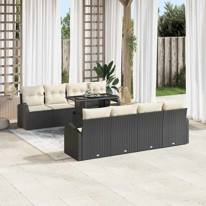 Set Divano da Giardino 9 pcs Nero Rattan in Polipropilene | homemem39
