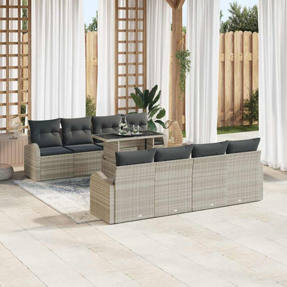 Set Divano da Giardino con cuscino 9 pcs Grigio chiaro | homemem39