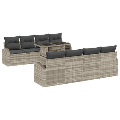 Set Divano da Giardino con cuscino 9 pcs Grigio chiaro | homemem39