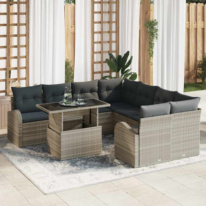 Set Divano da Giardino con cuscino 9 pcs Grigio chiaro | homemem39