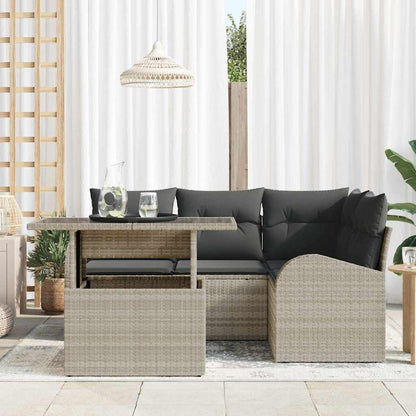 Set Divano da Giardino 5 pcs Grigio chiaro Poly Rattan | homemem39