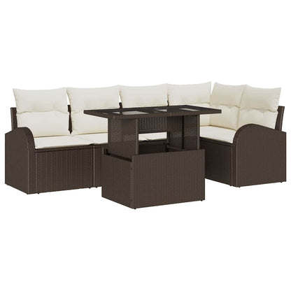 Set Divano da Giardino con cuscino 6 pcs Marrone Poly Rattan | homemem39