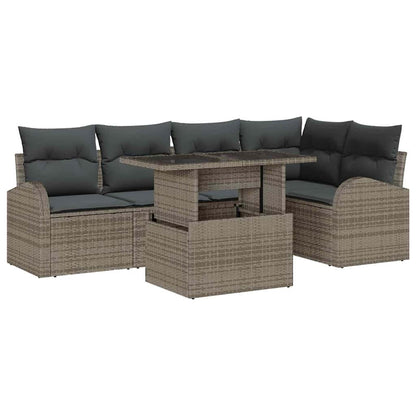 Set Divano da Giardino con cuscino 6 pcs Grigio Poly Rattan | homemem39