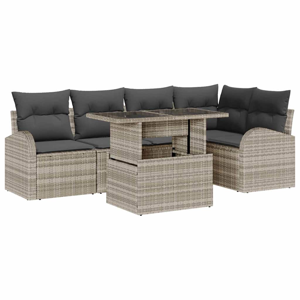 Set Divano da Giardino 6 pcs Grigio chiaro Poly Rattan | homemem39