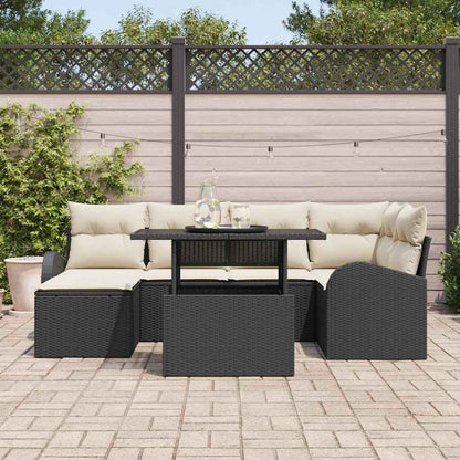 Set Divano da Giardino con archiviazione 7 pcs Nero Poly Rattan | homemem39