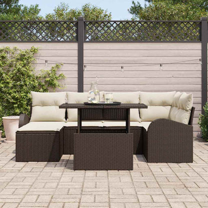 Set Divano da Giardino 7 pcs Marrone Poly Rattan | homemem39