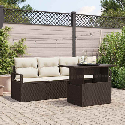 Set Divano da Giardino 5 pcs Marrone Poly Rattan | homemem39