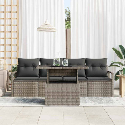 Set Divano da Giardino 5 pcs Grigio Poly Rattan | homemem39
