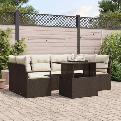 Set Divano da Giardino 7 pcs Marrone Poly Rattan | homemem39