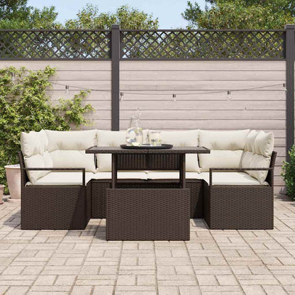 Set Divano da Giardino 7 pcs Marrone Poly Rattan | homemem39