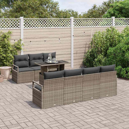 Set Divano da Giardino con cuscino 8 pcs Grigio Poly Rattan | homemem39
