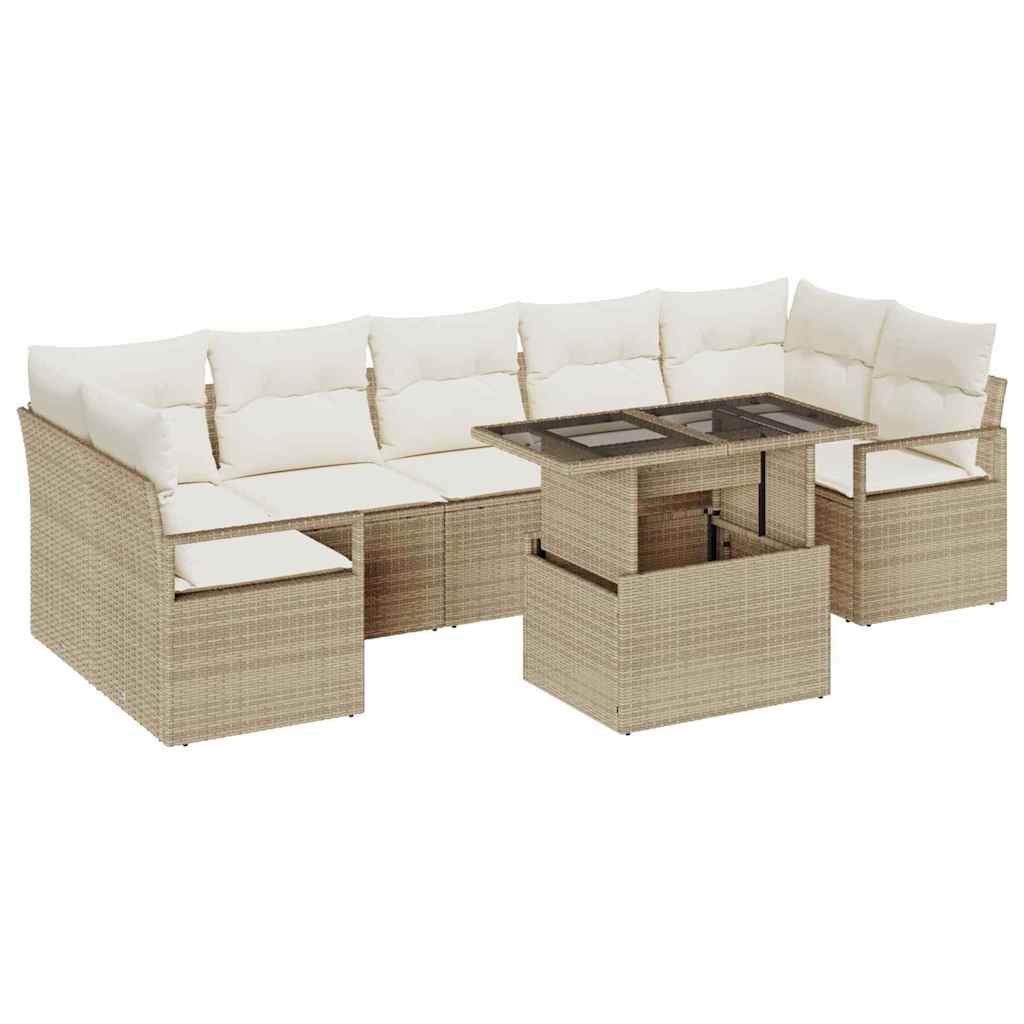 Set Divano da Giardino 8 pcs Beige Poly Rattan | homemem39
