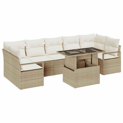 Set Divano da Giardino 8 pcs Beige Poly Rattan | homemem39