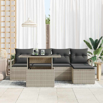 Set Divano da Giardino 6 pcs Grigio chiaro Poly Rattan - homemem39