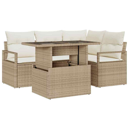 Set Divano da Giardino 5 pcs Beige Poly Rattan - homemem39