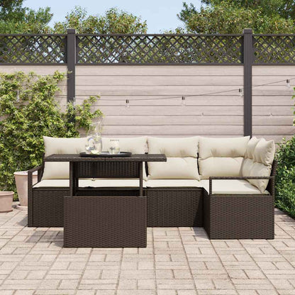 Set Divano da Giardino con cuscino 6 pcs Marrone Poly Rattan | homemem39