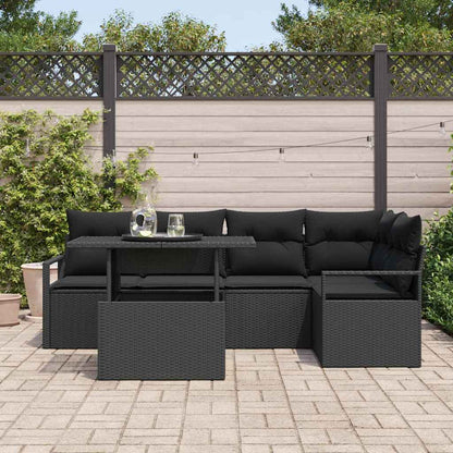 Set Divano da Giardino con archiviazione 6 pcs Nero Poly Rattan | homemem39