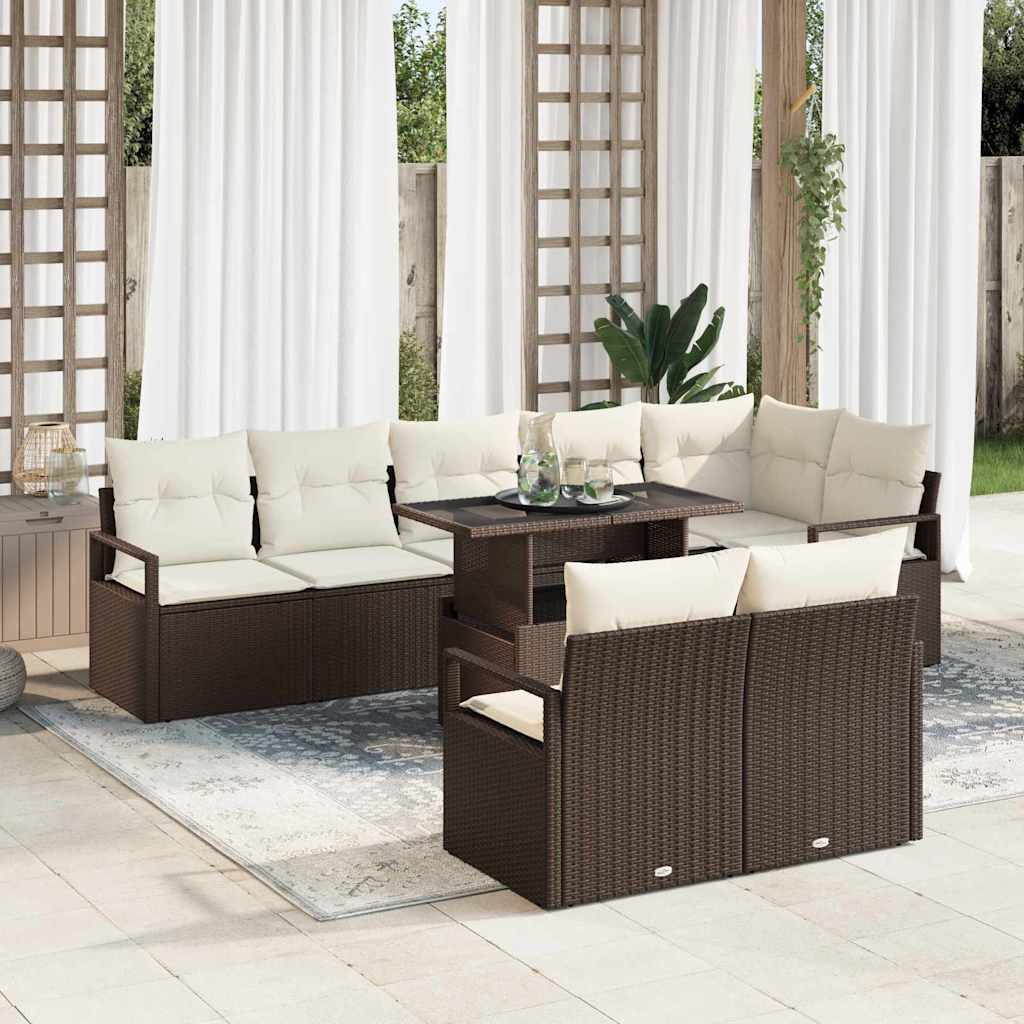Set Divano da Giardino 9 pcs Marrone Poly Rattan - homemem39