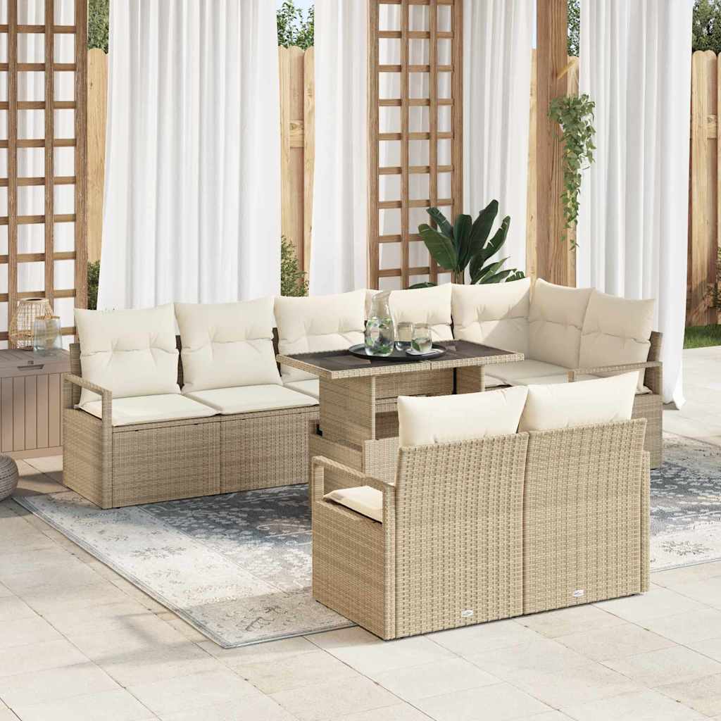 Set Divano da Giardino 9 pcs Beige Poly Rattan - homemem39