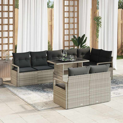 Set Divano da Giardino 9 pcs Grigio chiaro Poly Rattan - homemem39