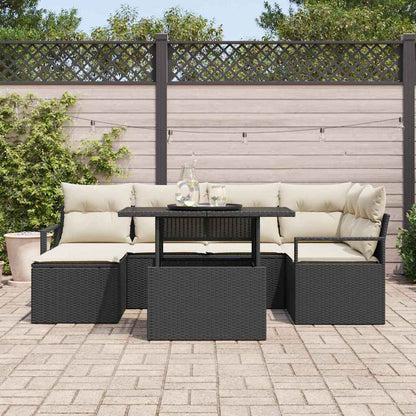 Set Divano da Giardino con archiviazione 7 pcs Nero Poly Rattan - homemem39
