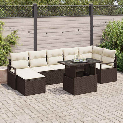 Set Divano da Giardino 8 pcs Marrone Poly Rattan - homemem39