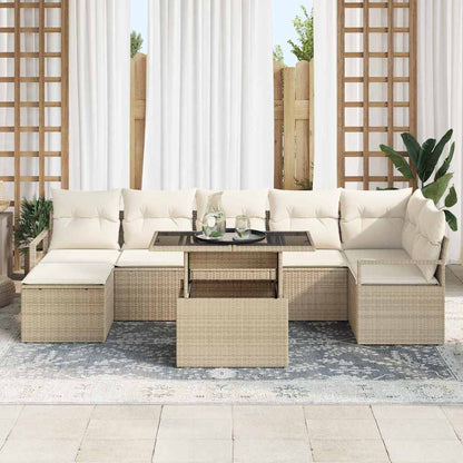 Set Divano da Giardino 8 pcs Beige Poly Rattan - homemem39