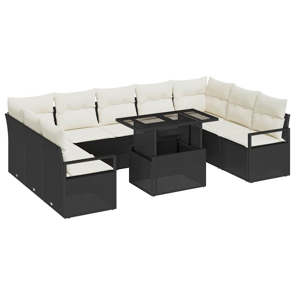 Set Divano da Giardino 10 pcs Nero Poly Rattan - homemem39