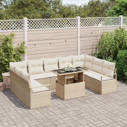 Set Divano da Giardino 10 pcs Beige Poly Rattan - homemem39