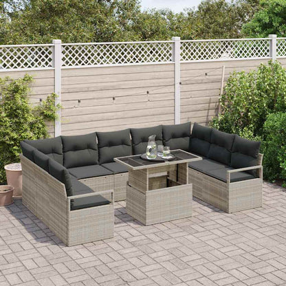 Set Divano da Giardino 10 pcs Grigio chiaro Poly Rattan - homemem39