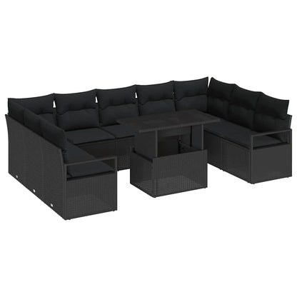 Set Divano da Giardino 10 pcs Nero Poly Rattan - homemem39