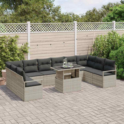 Set Divano da Giardino 11 pcs Grigio chiaro Poly Rattan - homemem39