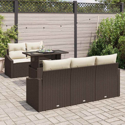Set Divano da Giardino 6 pcs Marrone Poly Rattan - homemem39