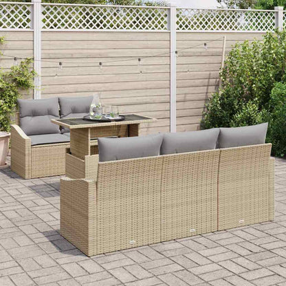 Set Divano da Giardino 6 pcs Beige Poly Rattan - homemem39