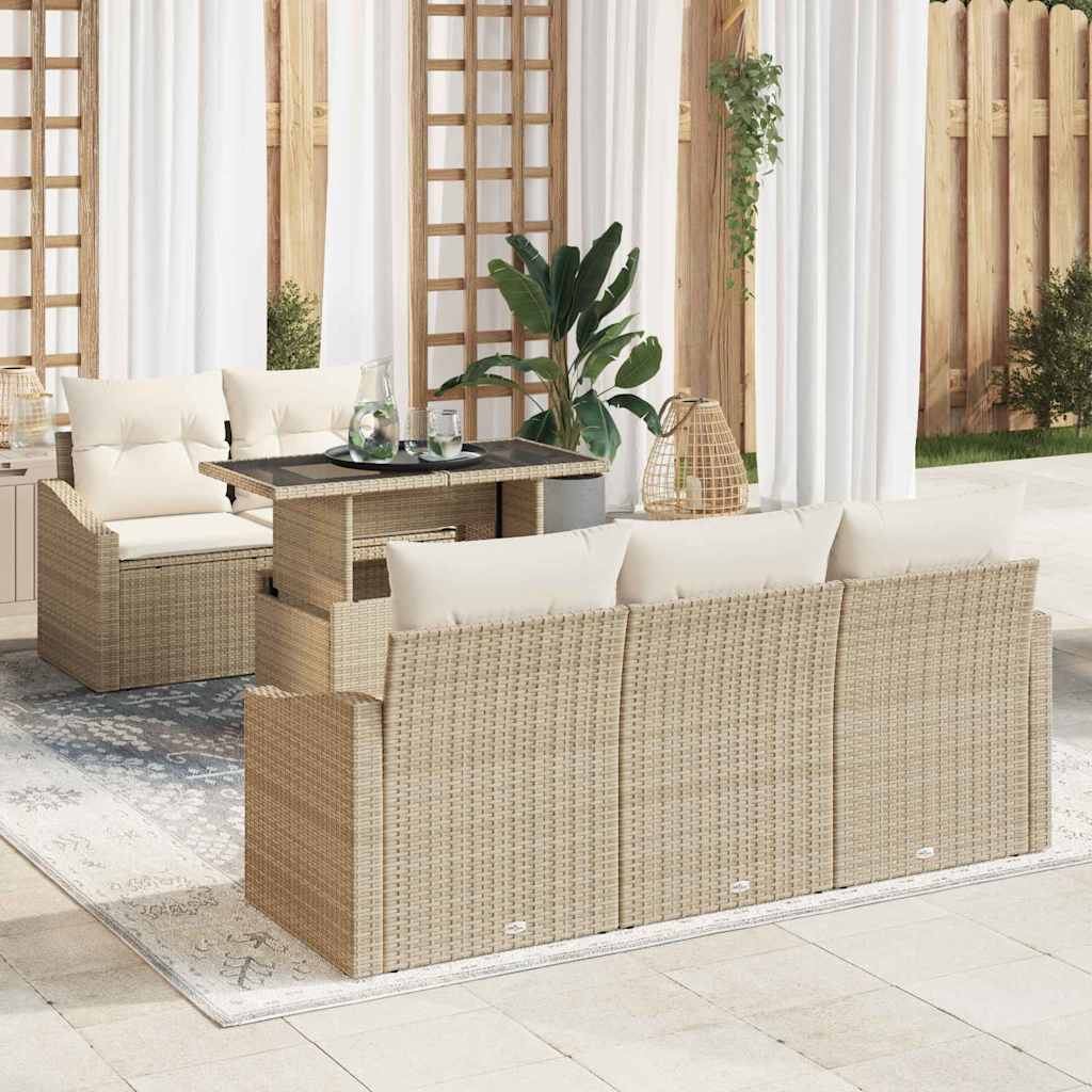 Set Divano da Giardino 6 pcs Beige Poly Rattan - homemem39