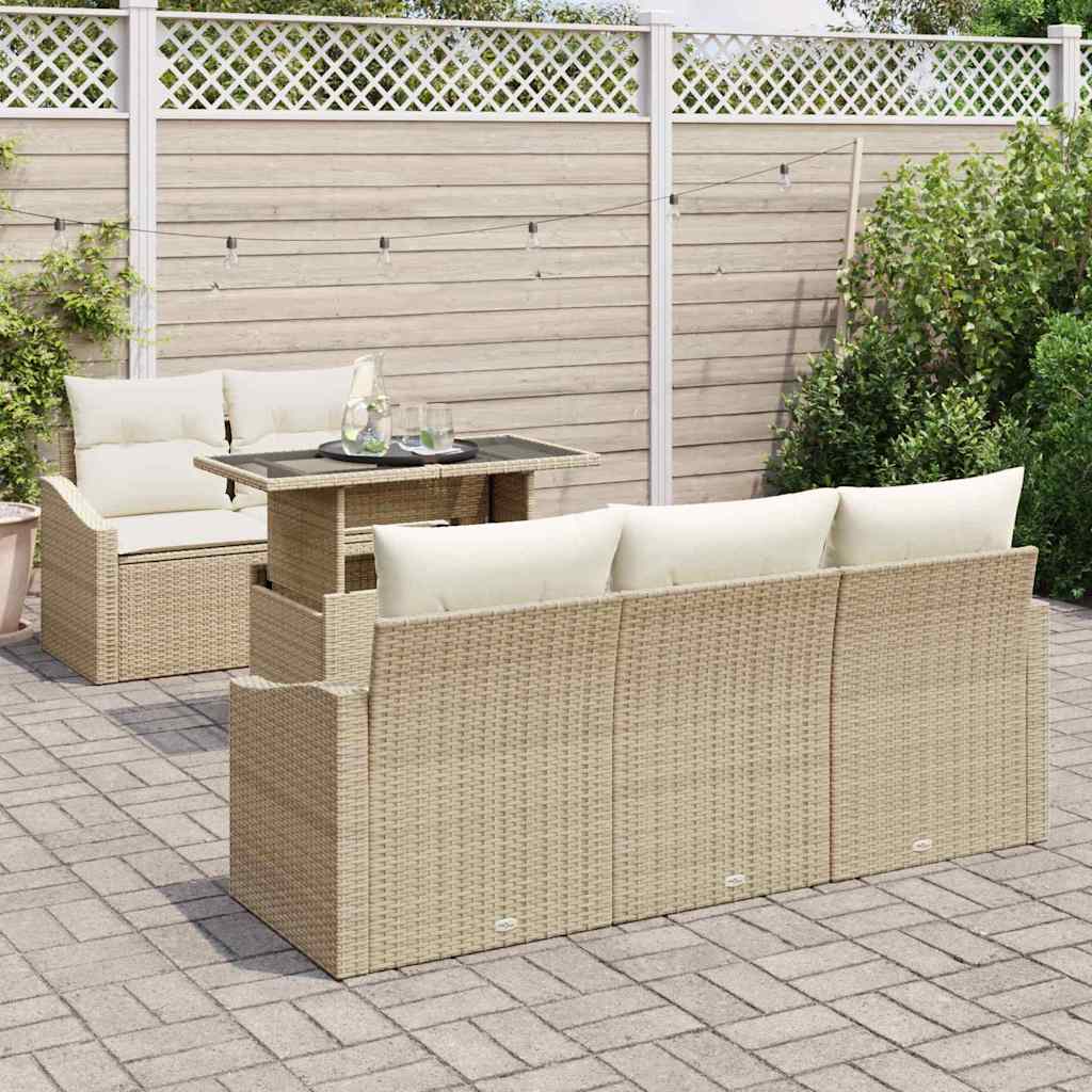 Set Divano da Giardino 6 pcs Beige Poly Rattan - homemem39
