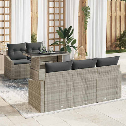 Set Divano da Giardino 6 pcs Grigio chiaro Poly Rattan - homemem39