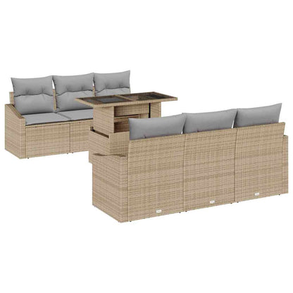 Set Divano da Giardino 7 pcs Beige Poly Rattan - homemem39