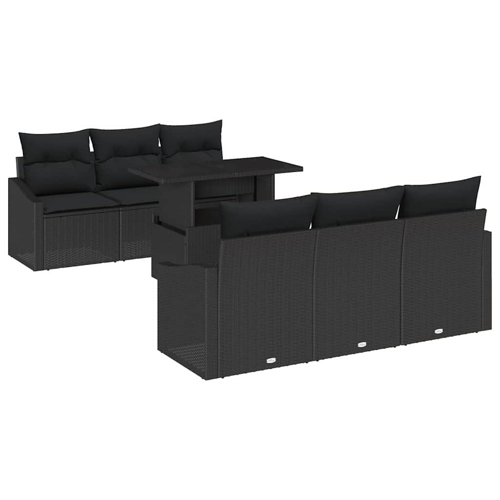 Set Divano da Giardino con archiviazione 7 pcs Nero Poly Rattan - homemem39