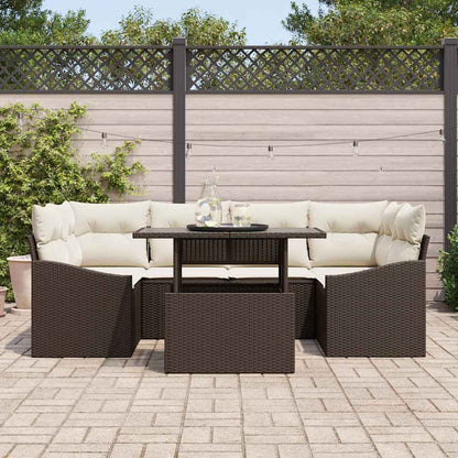 Set Divano da Giardino 7 pcs Marrone Poly Rattan - homemem39